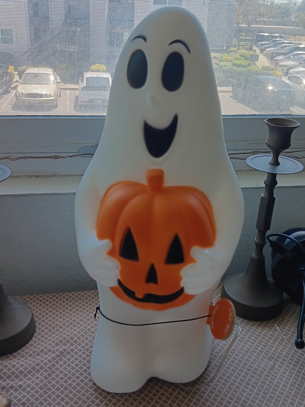 Blow Plastic, Ghost, Lights Up, Nwts, Vintage Feel, Approx 18 inches Tall.